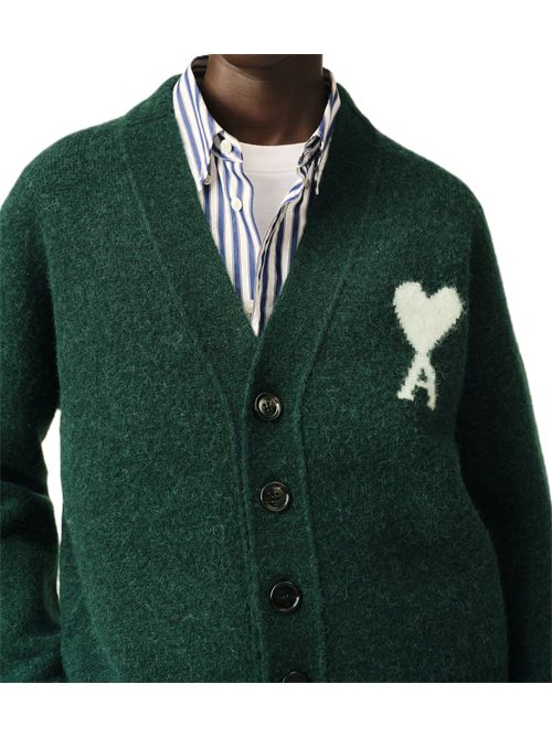 Cardigan in maglia di alpaca. Ami Paris | UKC365.KN0135A279BOTTLE/OFFWHITE